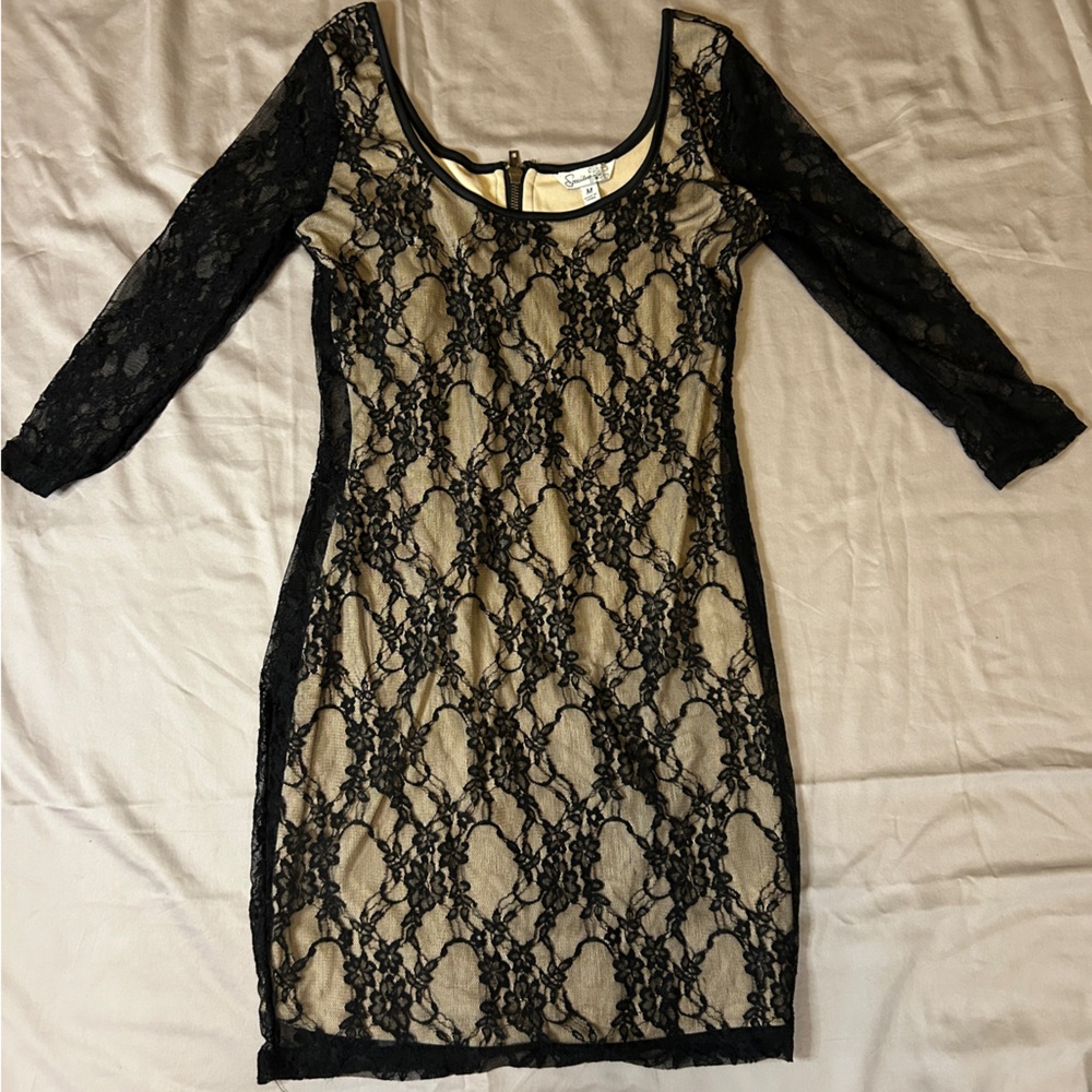 Vintage Y2K Speechless black lace overlay bodycon dress Size Medium